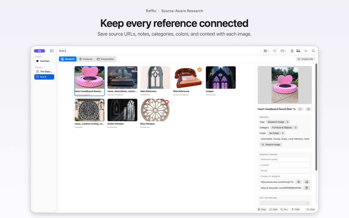 RefRo visual research library on macOS